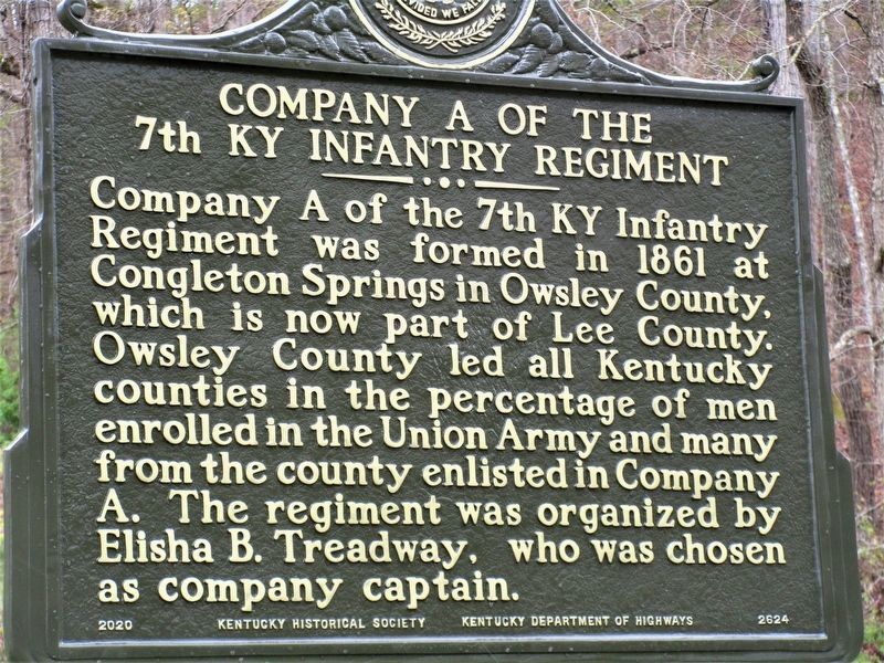 Company A of the 7th Ky Infantry Regiment Marker image. Click for full size.