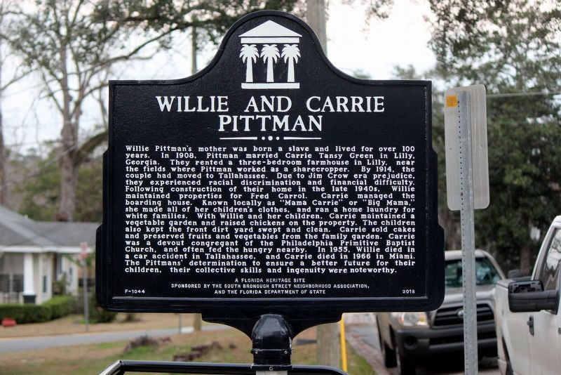 Willie and Carrie Pittman side of Marker. Click for full size. Willie and Carrie Pittman side of Marker image. Click for full size.
