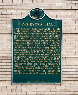 Orchestra Hall Marker image. Click for full size.
