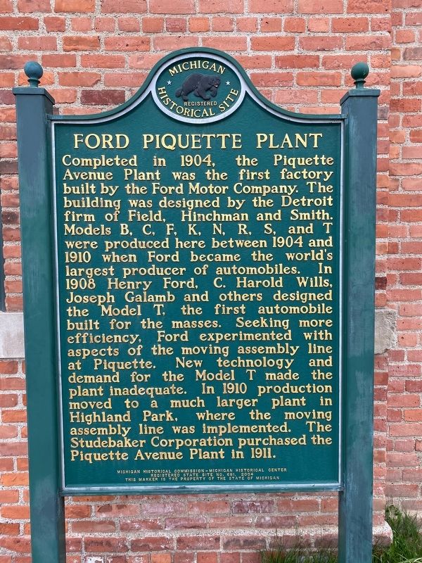 Ford Piquette Plant Marker image. Click for full size.