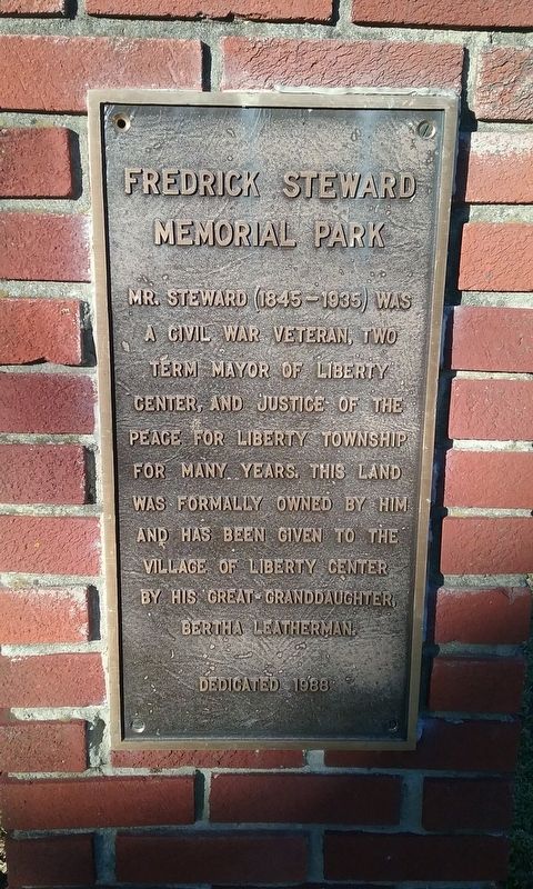 Fredrick Steward Memorial Park Marker image. Click for full size.