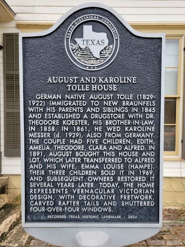 August and Karoline Tolle House Marker image. Click for full size.