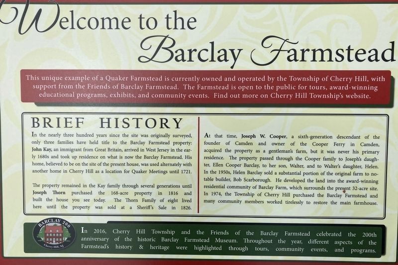 Barclay Farmstead Marker image. Click for full size.