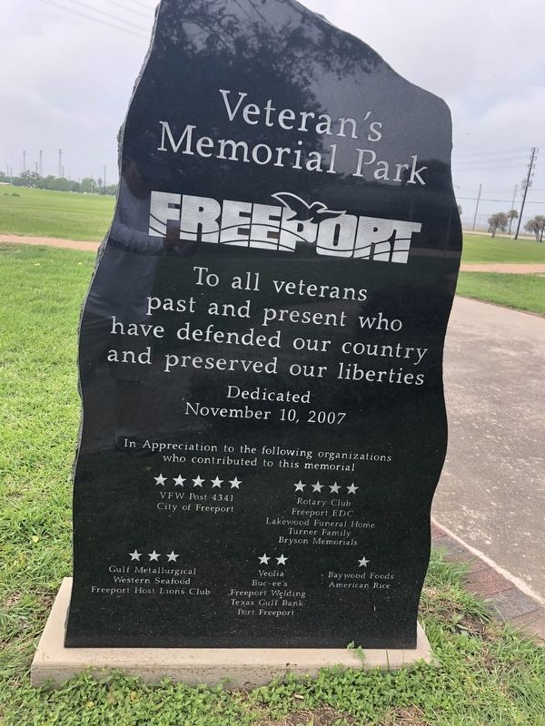 Freeport Veterans Memorial Park Marker image. Click for full size.