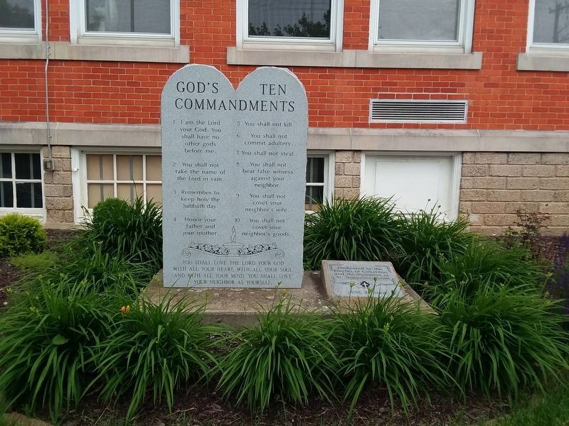 Saint Augustine Catholic Church Marker and Ten Commandments image. Click for full size.