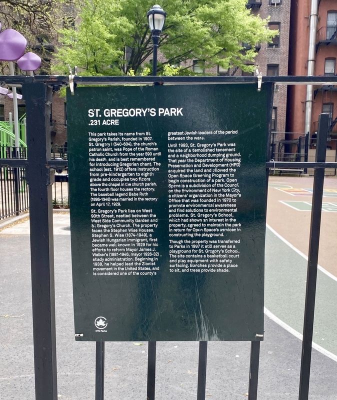 St. Gregory's Park Marker image. Click for full size.