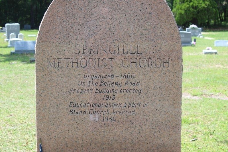 Springhill Methodist Church side of marker image. Click for full size.