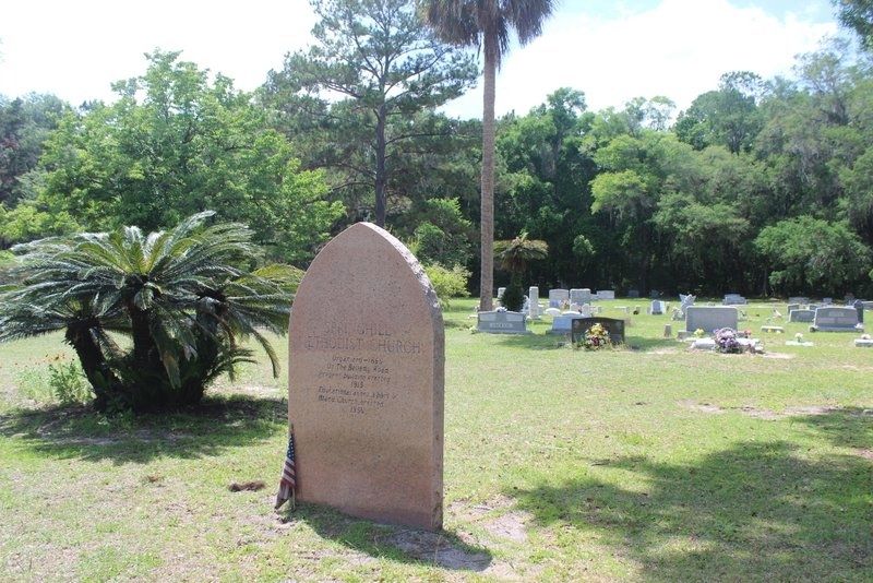Springhill Methodist Church/Traxler, Fla. Marker with cemetery in background image. Click for full size.