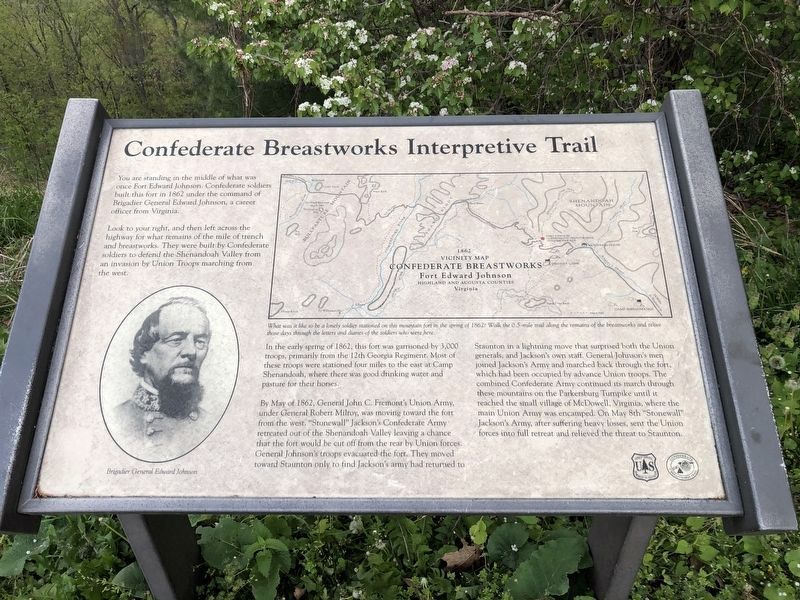 Confederate Breastworks Interpretive Trail Marker image. Click for full size.