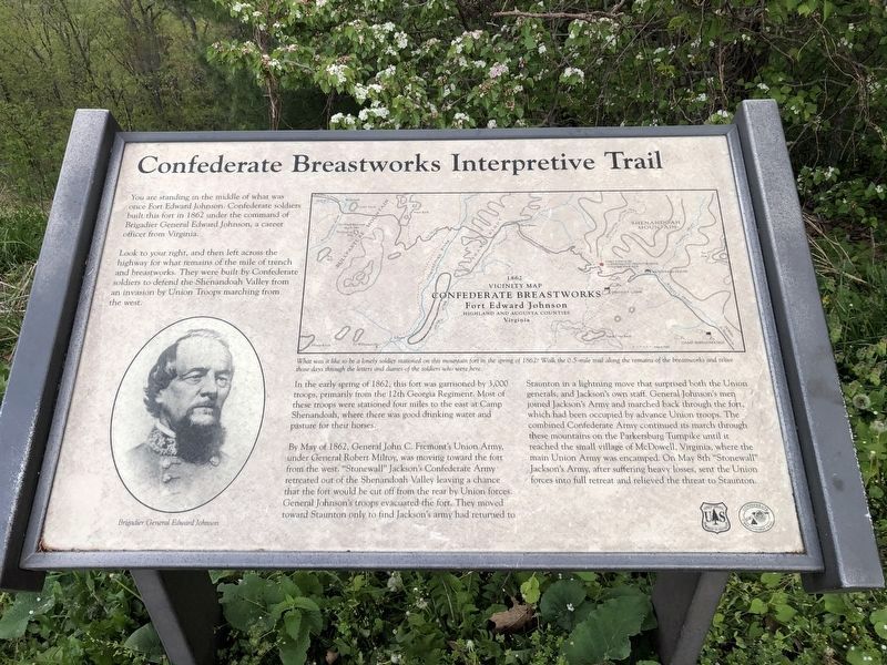 Confederate Breastworks Interpretive Trail Marker. Click for full size. Confederate Breastworks Interpretive Trail Marker image. Click for full size.