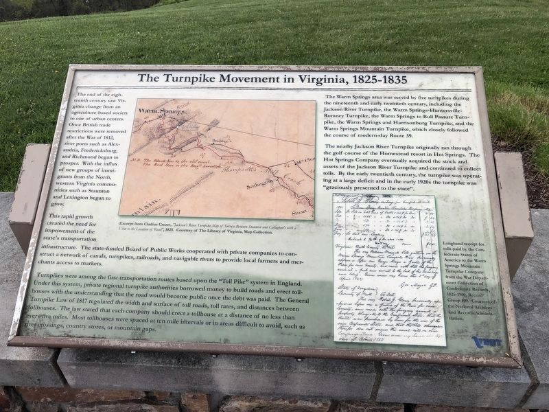 The Turnpike Movement in Virginia, 1825-1835 Marker image. Click for full size.