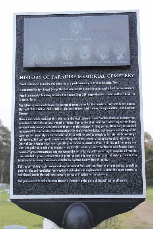 History of Paradise Memorial Cemetery Marker image. Click for full size.