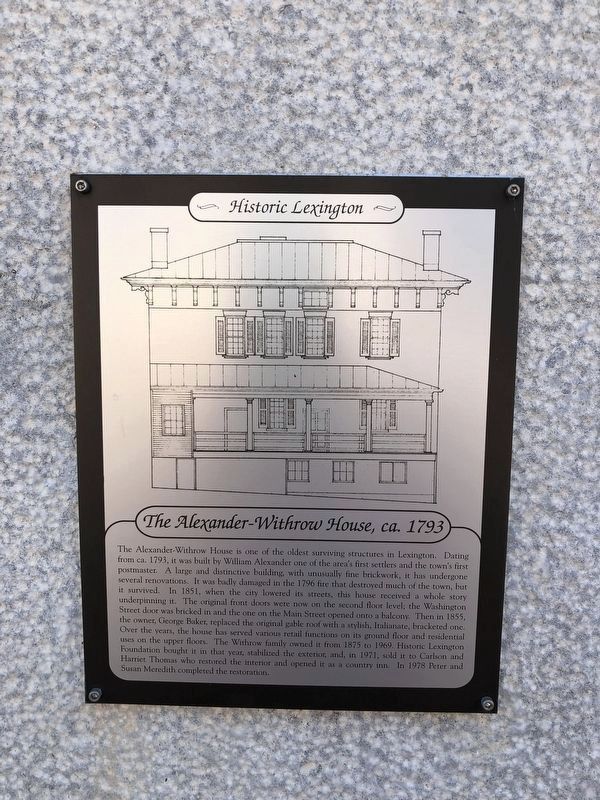 The Alexander-Withrow House, ca. 1793 Marker image. Click for full size.