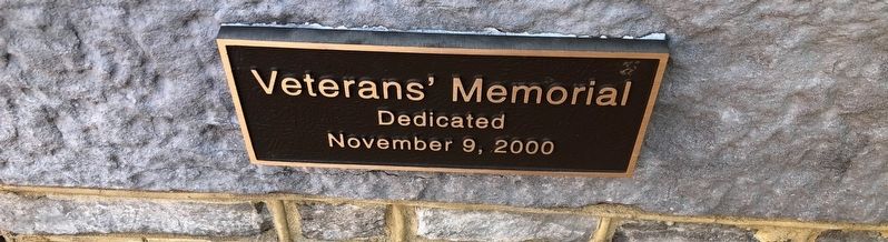 Plaque at the entrance to the Veterans' Memorial. Click for full size. Plaque at the entrance to the Veterans' Memorial image. Click for full size.