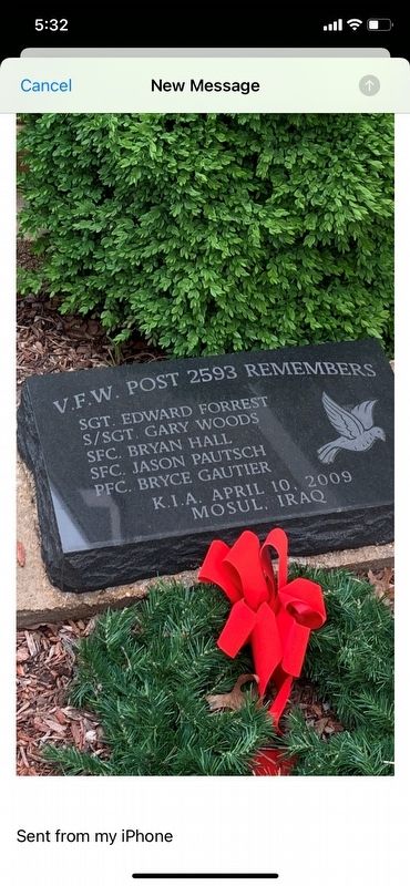 V.F.W. Post 2593 Remembers Marker. Click for full size. V.F.W. Post 2593 Remembers Marker image. Click for full size.