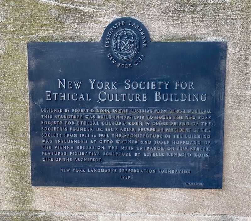 New York Society for Ethical Culture Building Marker image. Click for full size.