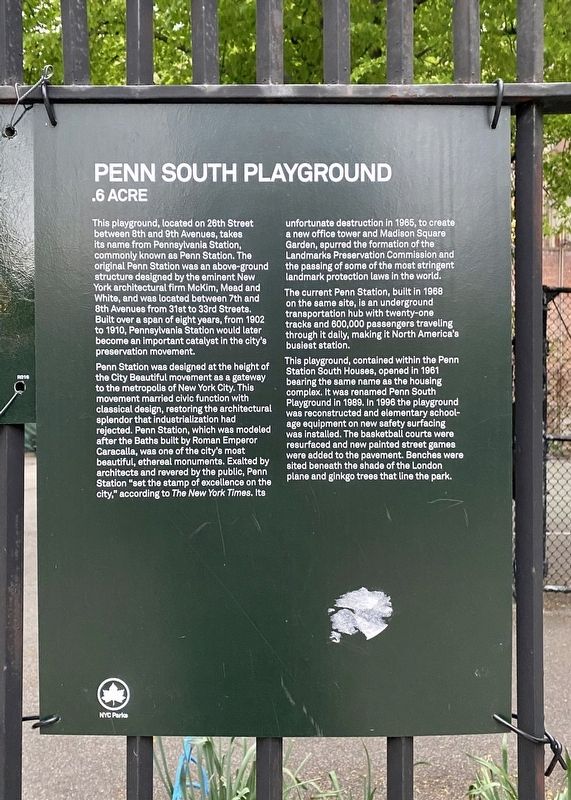 Penn South Playground Marker image. Click for full size.