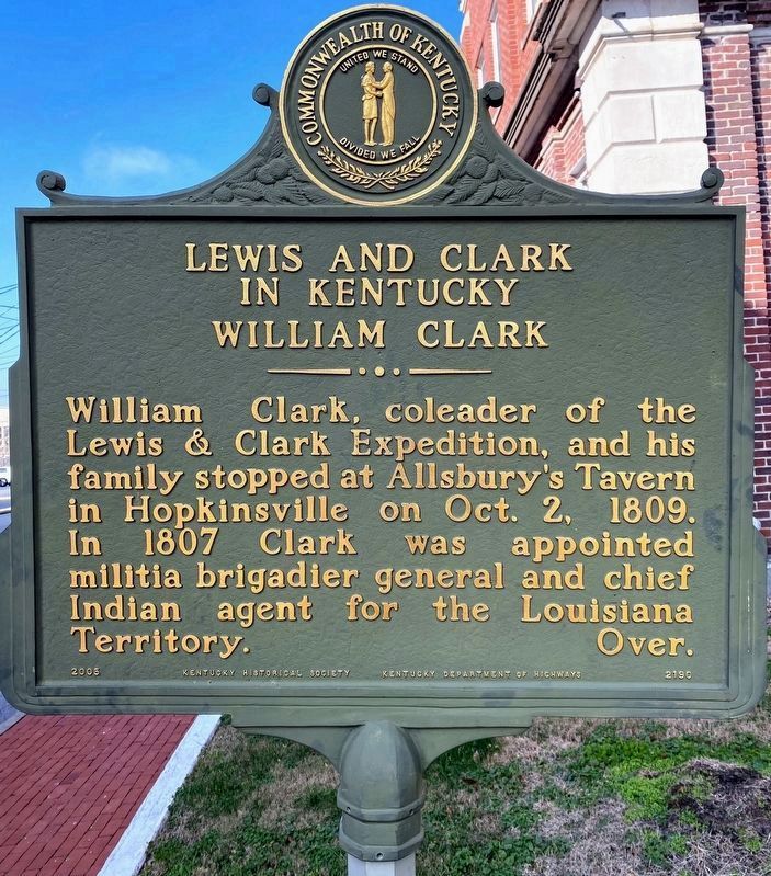 Lewis and Clark in Kentucky Marker - William Clark image. Click for full size.