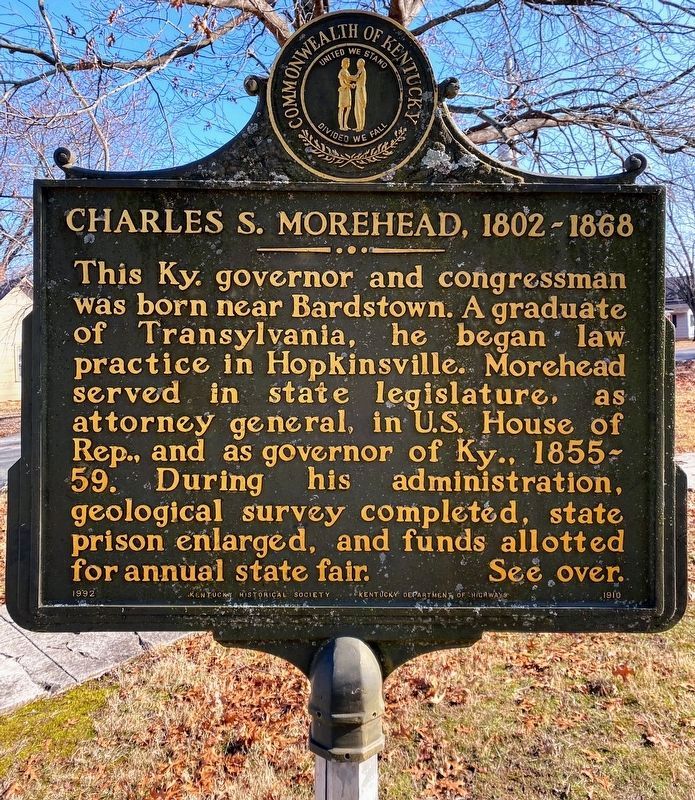 Charles S. Morehead, 1802-1868 Marker image. Click for full size.