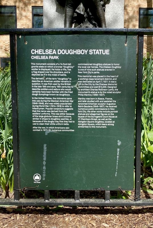 Chelsea Doughboy Statue Marker image. Click for full size.