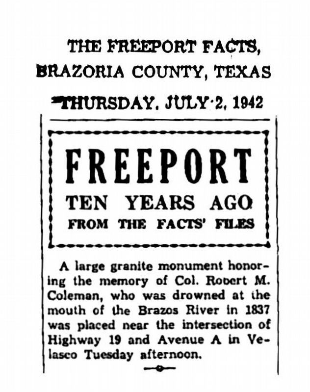 Article in Freeport Facts, July 2, 1942 image. Click for full size.