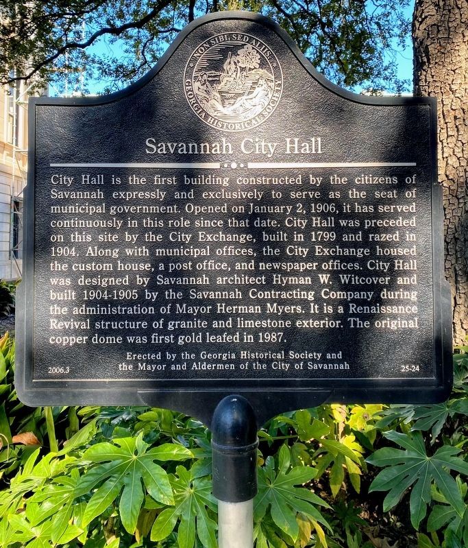 Savannah City Hall Marker image. Click for full size.