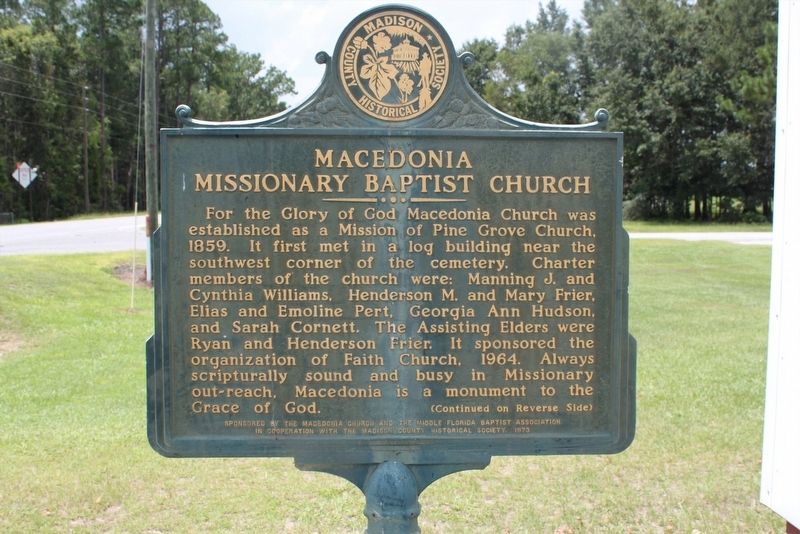Macedonia Missionary Baptist Church side of Marker image. Click for full size.