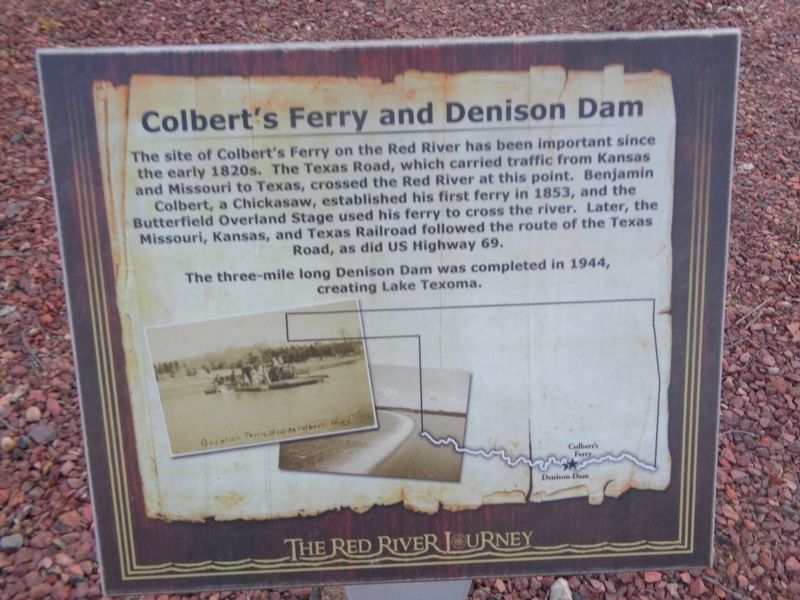 Colbert's Ferry and Denison Dam Marker image. Click for full size.