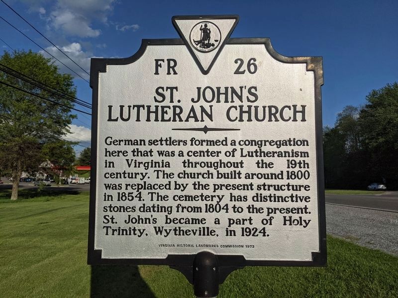 St. Johns Lutheran Church Marker image. Click for full size.