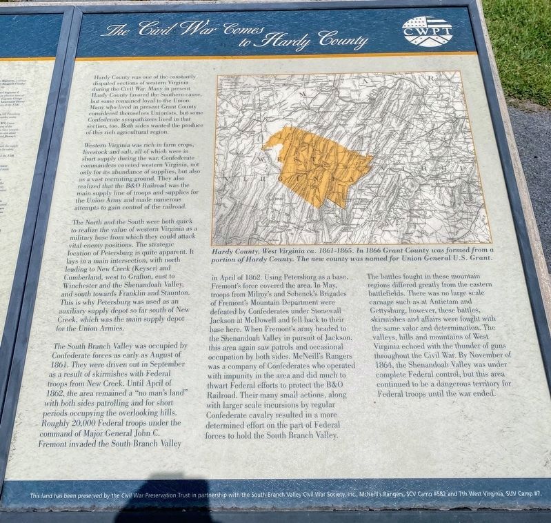 The Civil War Comes to Hardy County Marker image. Click for full size.