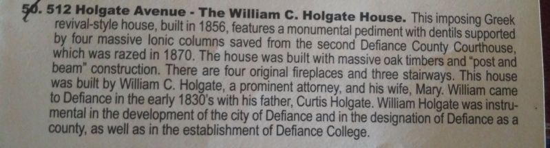 The Williams C. Holgate House Marker image. Click for full size.