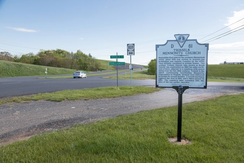Trissels Mennonite Church Marker. Click for full size. Trissels Mennonite Church Marker image. Click for full size.