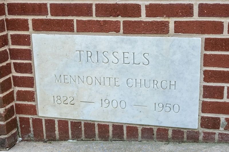Trissels Mennonite Church Cornerstone. Click for full size. Trissels Mennonite Church Cornerstone image. Click for full size.