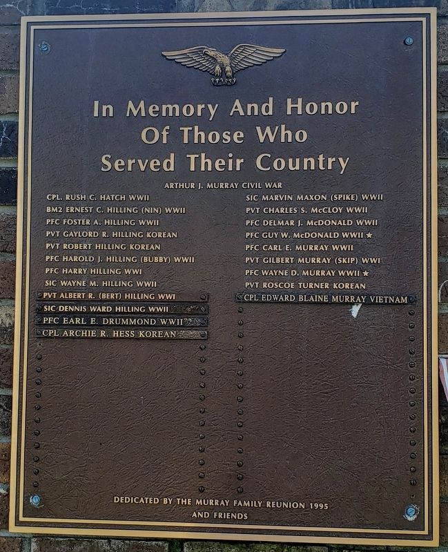 In Memory And Honor Of Those Who Served Their Country Marker image. Click for full size.