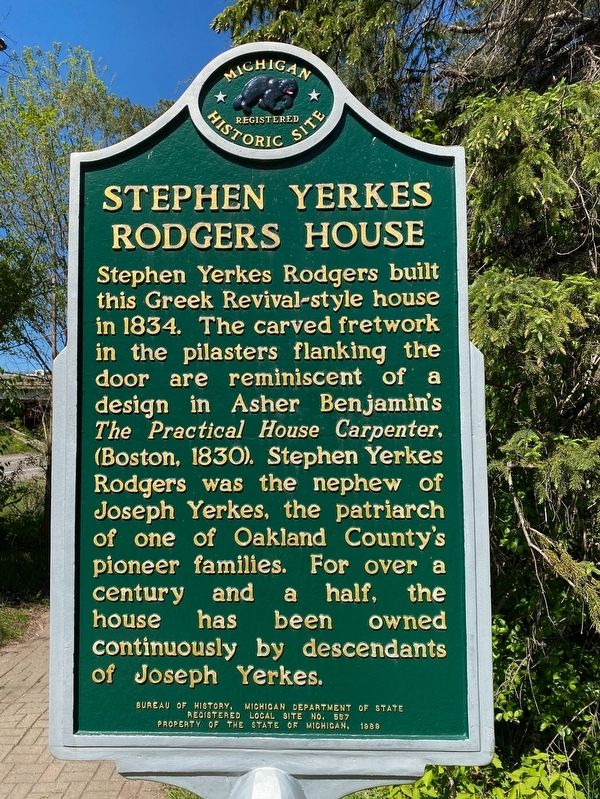 Stephen Yerkes Rodgers House Marker image. Click for full size.