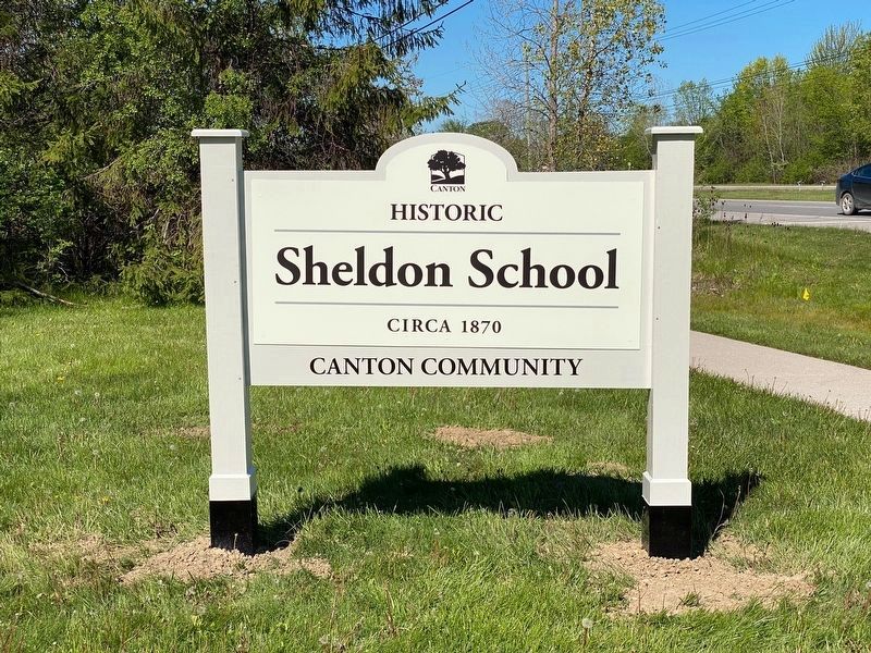 Sign at entrance to school seen from US 12 noted on marker.. Click for full size. Sign at entrance to school seen from US 12 noted on marker. image. Click for full size.