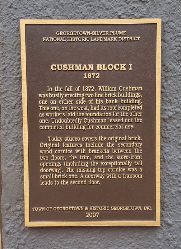 Cushman Block I, 1872 Marker image. Click for full size.