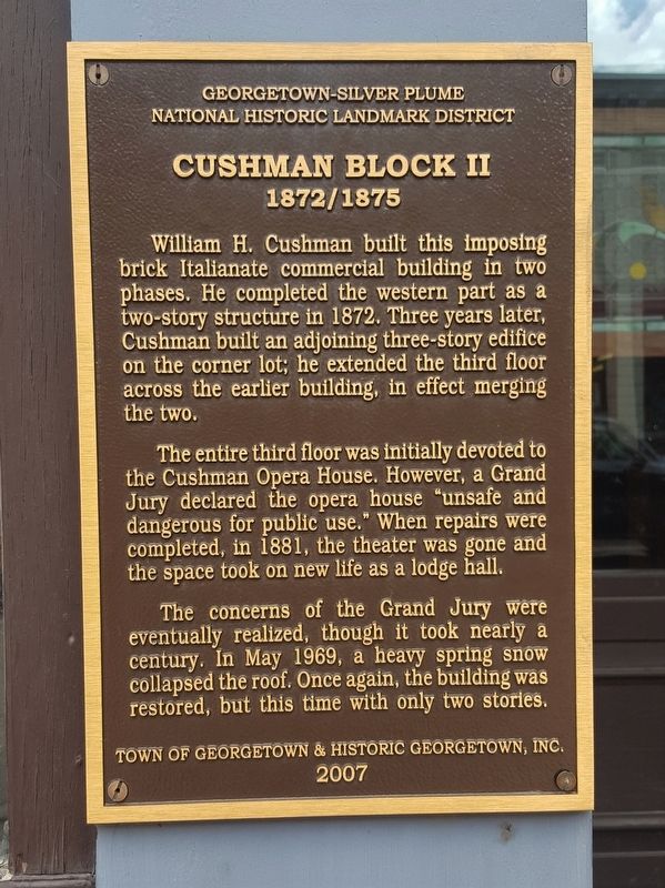 Cushman Block II, 1872/1875 Marker. Click for full size. Cushman Block II, 1872/1875 Marker image. Click for full size.