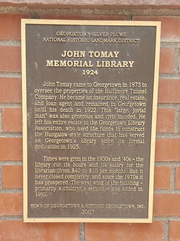 John Tomay Memorial Library 1924 Marker image. Click for full size.