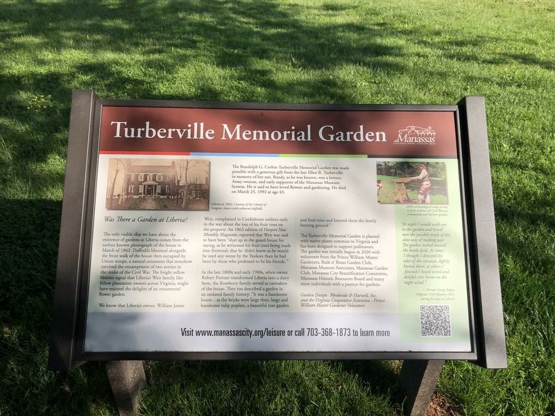 Turberville Memorial Garden Marker image. Click for full size.