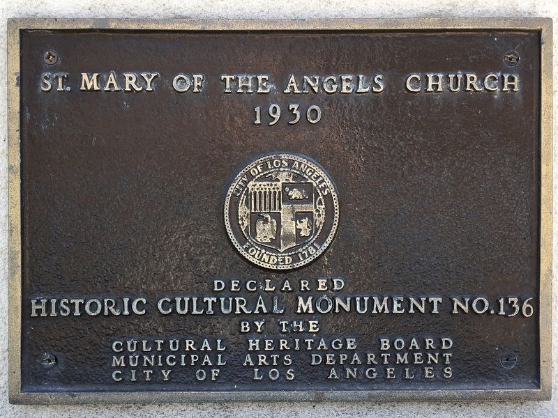 St Mary of the Angels Church Marker. Click for full size. St Mary of the Angels Church Marker image. Click for full size.