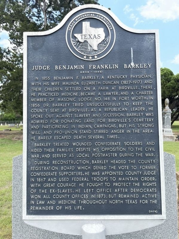 Judge Benjamin Franklin Barkley Marker image. Click for full size.
