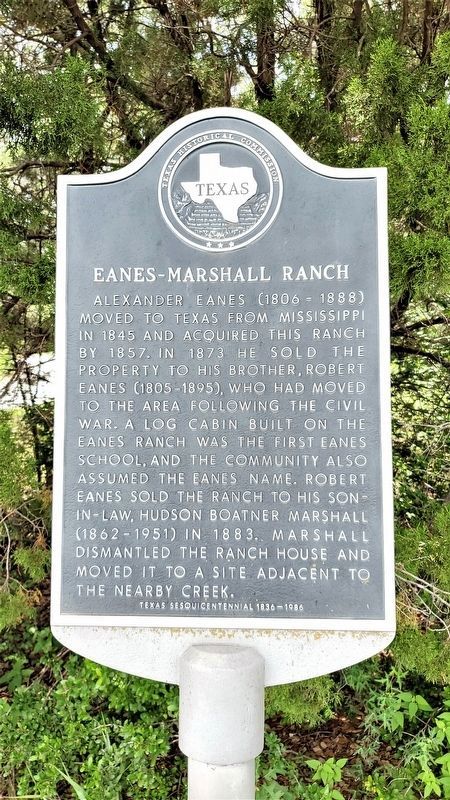 Eanes-Marshall Ranch Marker image. Click for full size.