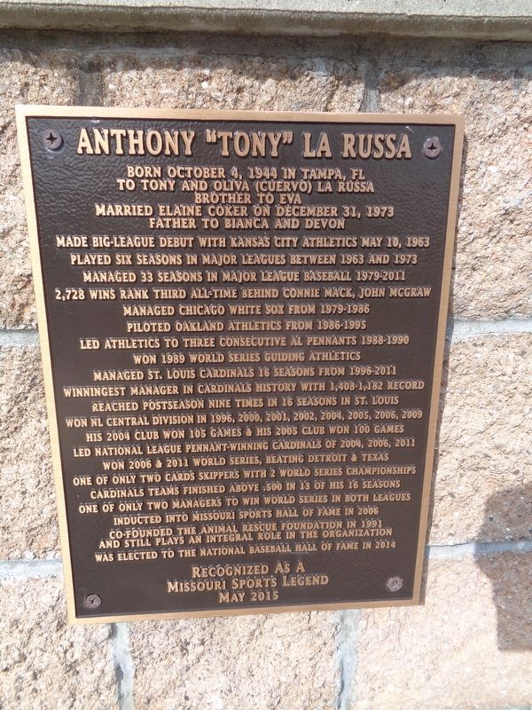 Anthony "Tony" La Russa Marker image. Click for full size.