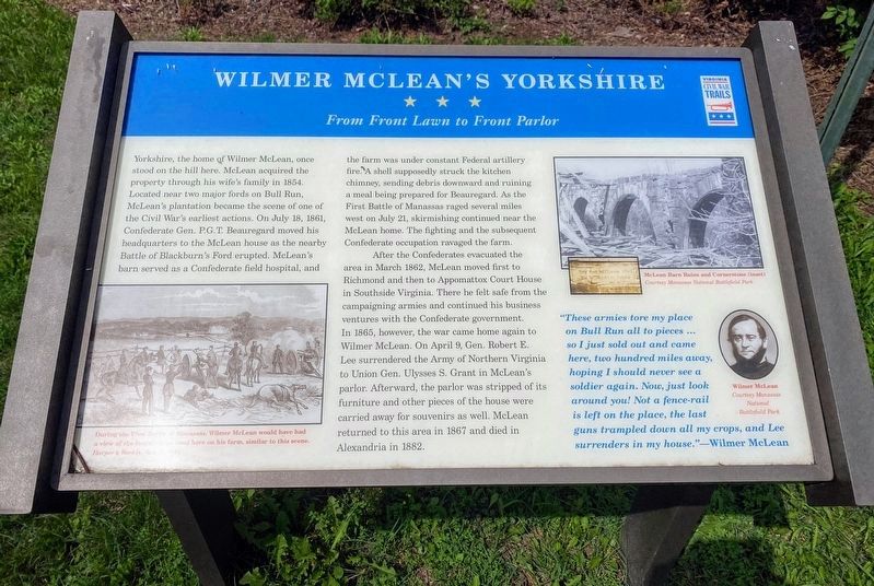 Wilmer McLeans Yorkshire Marker image. Click for full size.