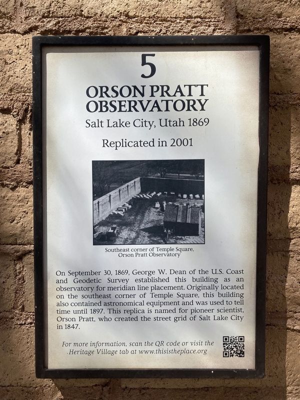 Orson Pratt Observatory Marker image. Click for full size.
