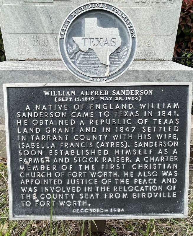 William Alfred Sanderson Marker. Click for full size. William Alfred Sanderson Marker image. Click for full size.