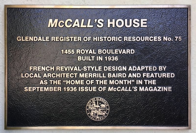 <i> McCall’s </i> House Marker image. Click for full size.