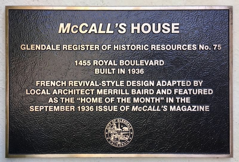 <i> McCall’s </i> House Marker. Click for full size. <i> McCall’s </i> House Marker image. Click for full size.