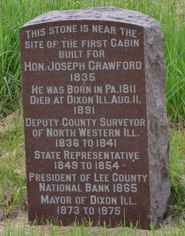 Site of the First Cabin Built for Hon. Joseph Crawford Marker image. Click for full size.
